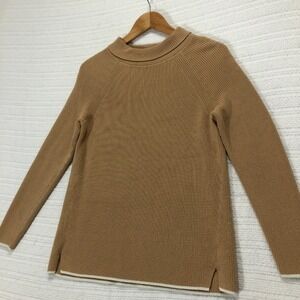 Talbots Petite‎ Sweater Ribbed Knit Crew Neck White Trim Casual SP